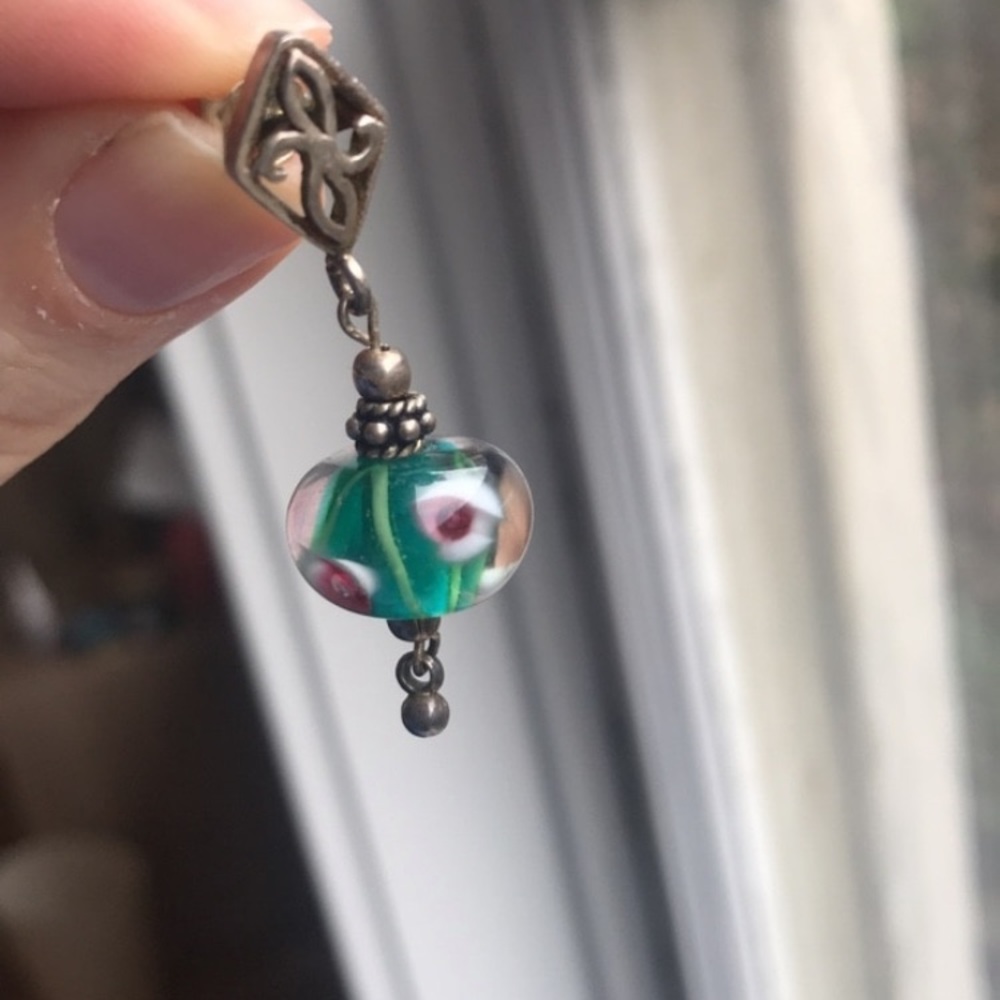Glass and silver earrings